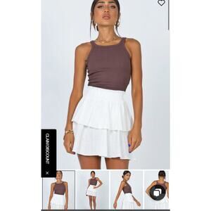 White princess Polly ruffle mini skirt